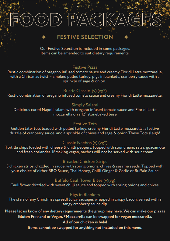 Festive food menu