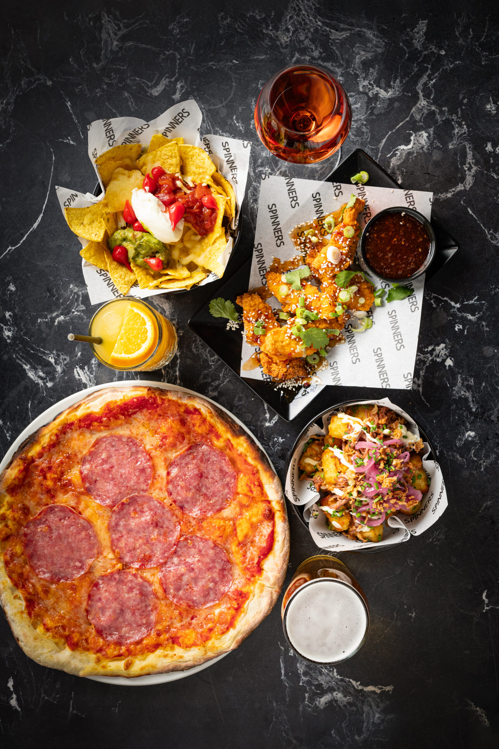 Food and drink at Spinners